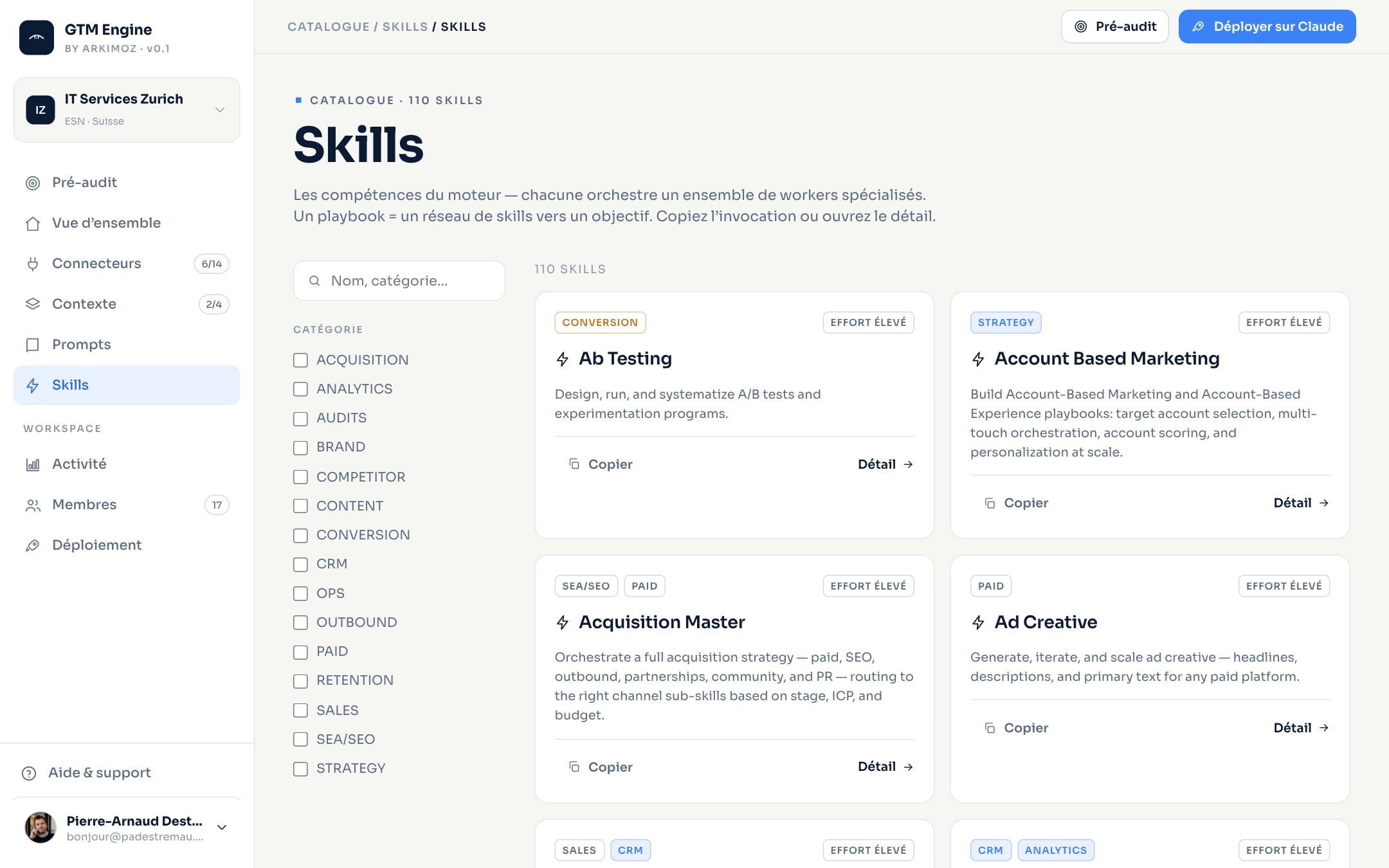 Catalogue de skills